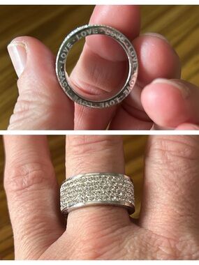 Sterling Silver 925 Bling Love Stamped Band Ring Jewelry Sz 8.5